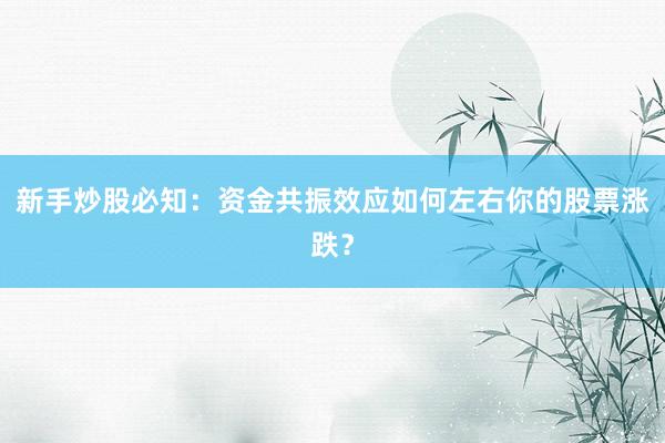 新手炒股必知：资金共振效应如何左右你的股票涨跌？