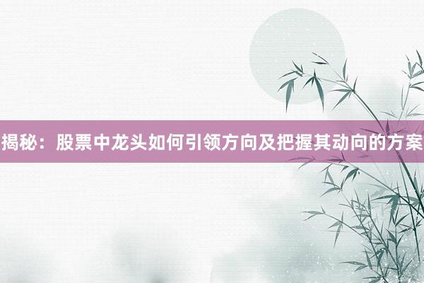 揭秘：股票中龙头如何引领方向及把握其动向的方案