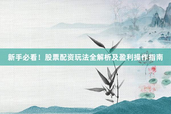 新手必看！股票配资玩法全解析及盈利操作指南