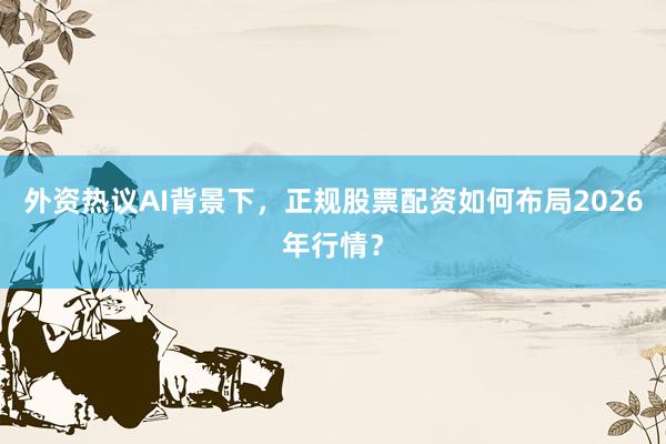 外资热议AI背景下,正规股票配资如何布局2026年行情?
